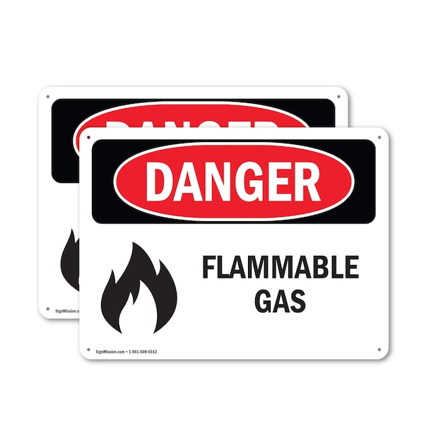 Signmission Flammable Gas Danger Sign, Plastic, 10in W x 7in L, 2PK OS-2PACK-DS-P-710-L-1233 - main